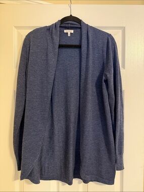 Ella Moss Open-Front Cardigan - Denim Blue